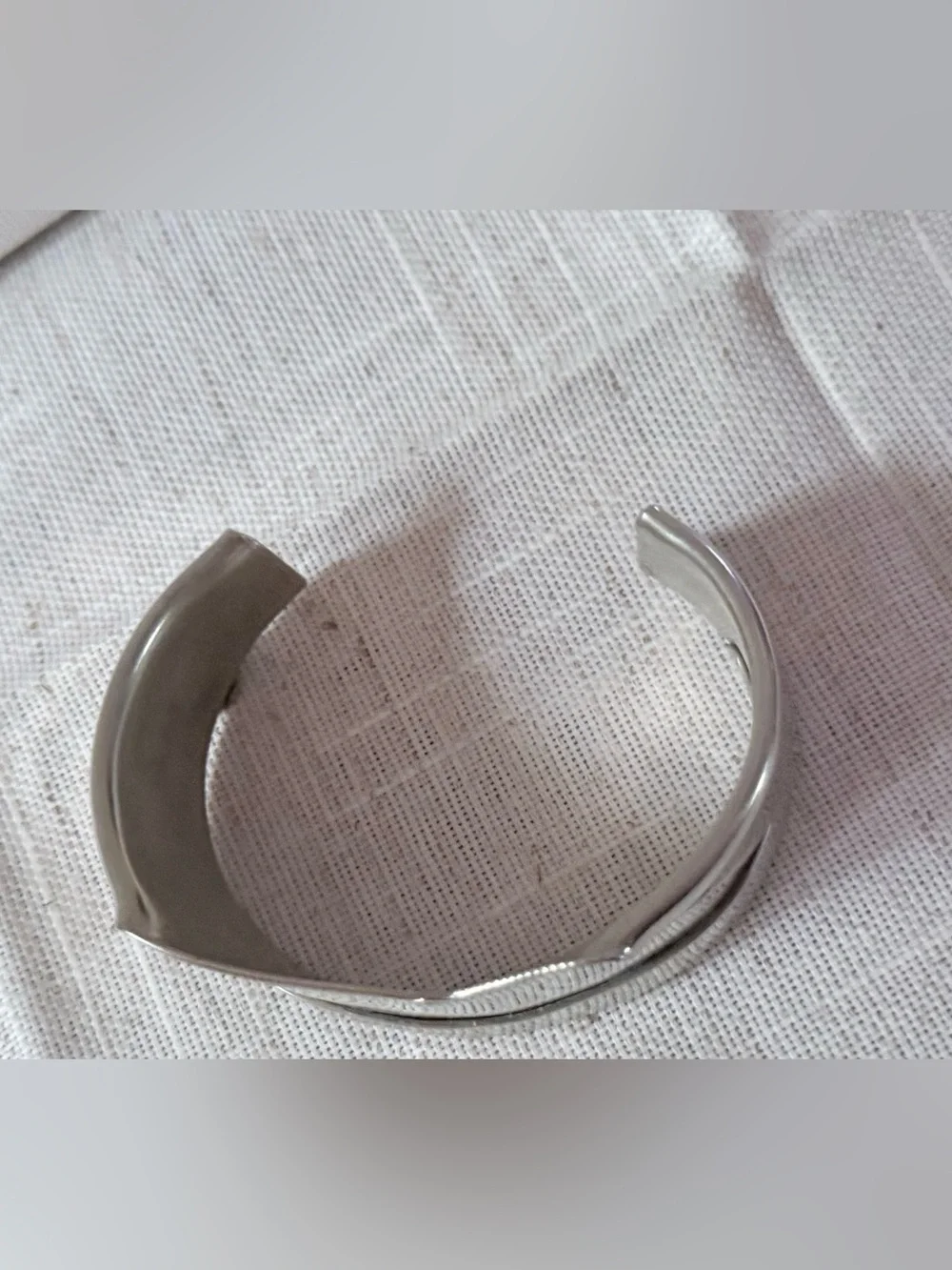Vintage Unsigned Modernist Sculptural Silver Cuff Bracelet